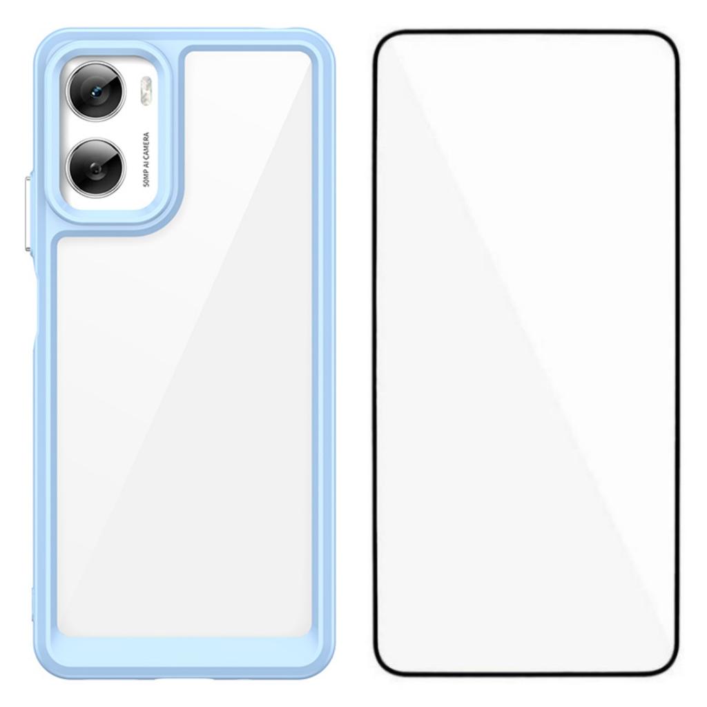 For Motorola Moto G06 Power 4G/Motorola Moto G06 4G Phone Case WANLONFENG XC Series TPU Acrylic Cover with Tempered Glass (Big Lens Hole)