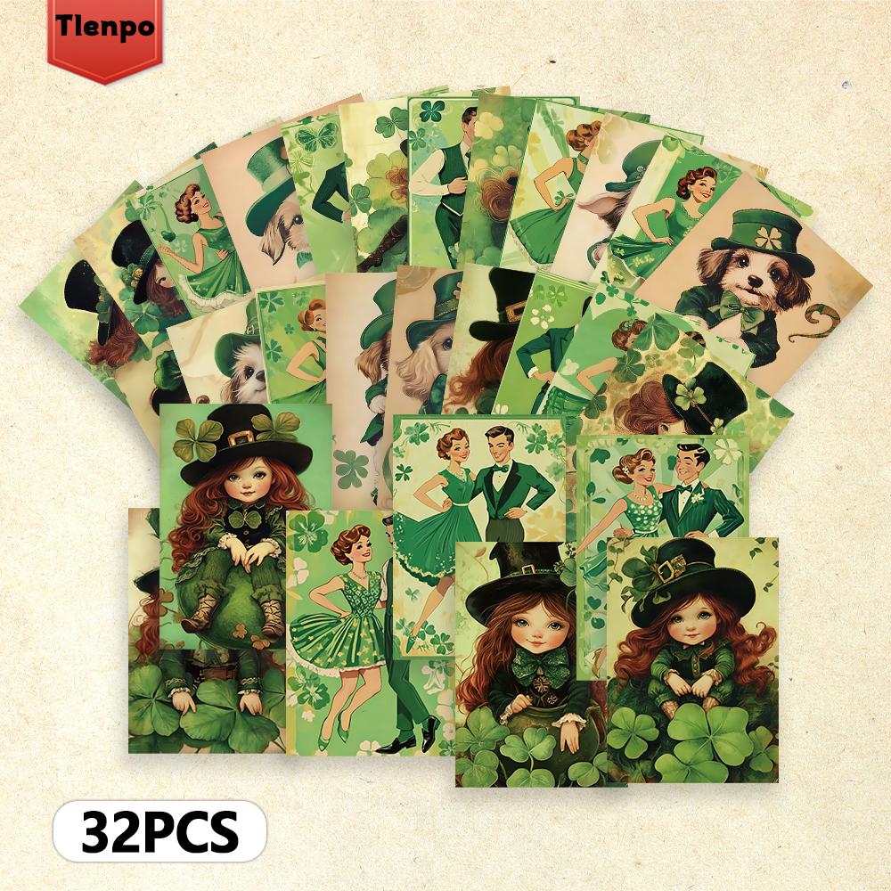 32pcs, Vintage St. Paddy's Day Postcards, Tricky Postcards, Message Cards, Cards, DIY Postcards, Collectible Holiday Decorations