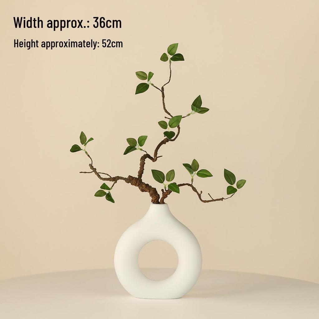 Minimalist Zen Azalea Arrangement: High-End Artificial Potted Plant for Living Room Decor