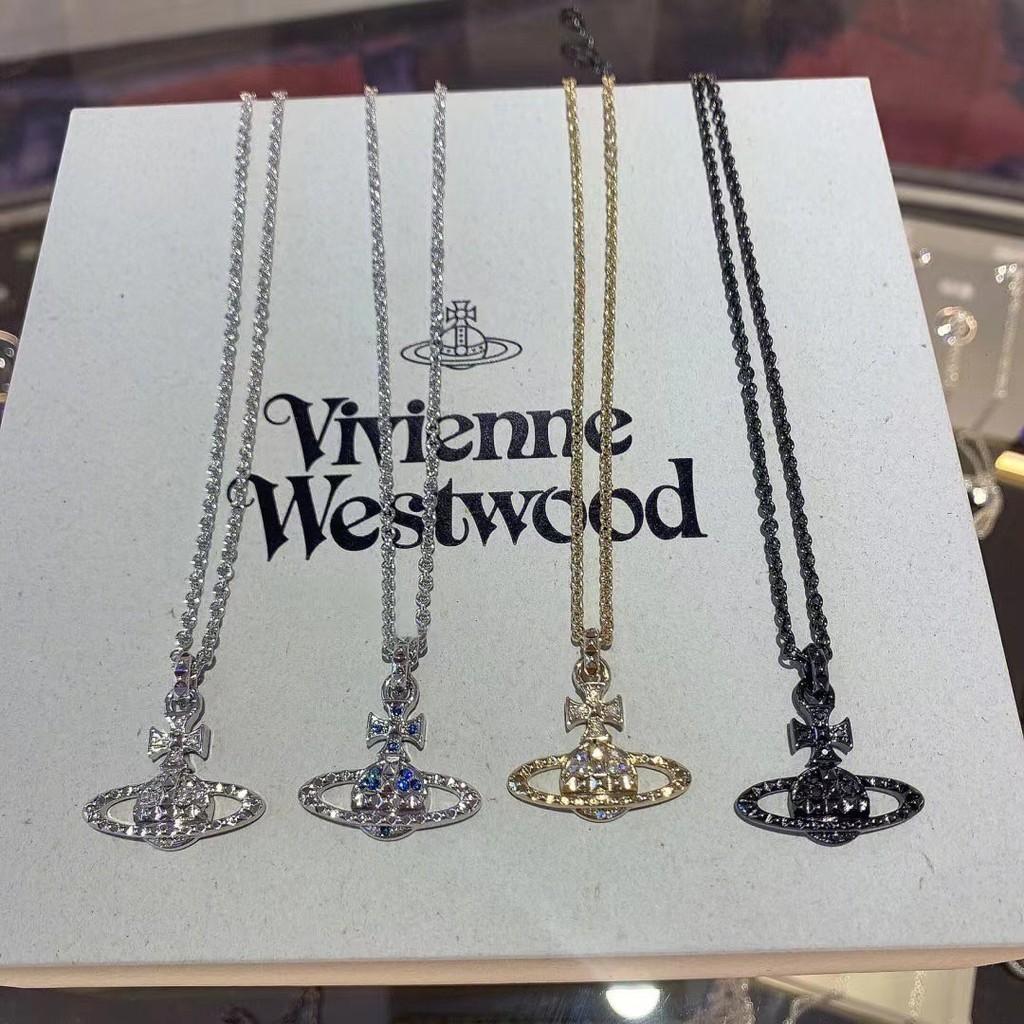 Collana di alta qualità con diamanti blu intenso e rivetti Empress Dowager Saturn per donna, design unico di Vivian, collana con lucchetto a forma di diamante e perle