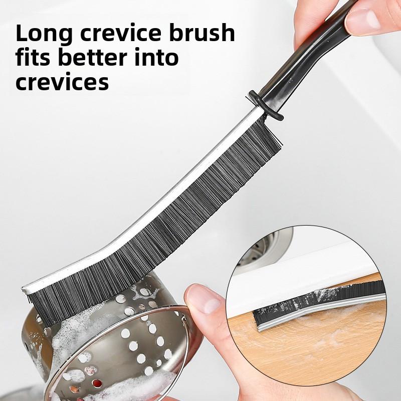 Multi-purpose Elongated Bathroom and Kitchen Tile Crevice Brush for Hard-to-reach Corners and Grout Lines