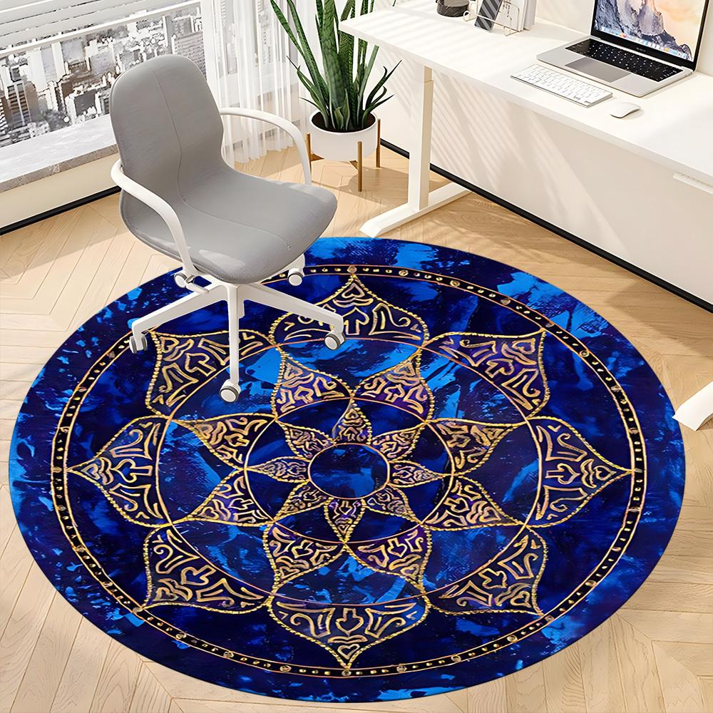 1pc Mandala Design Office Round Area Rug, Under Office Chairs Bedroom Living Room Home Decor, Room Deco