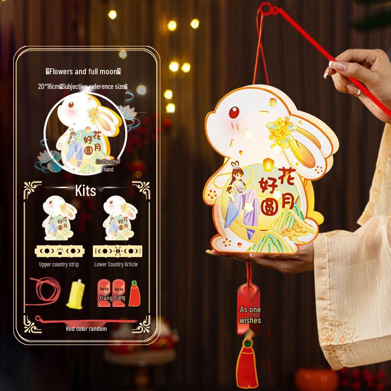 Children's DIY Luminous Rabbit & Flower Lantern Kit for Mid-Autumn Festival