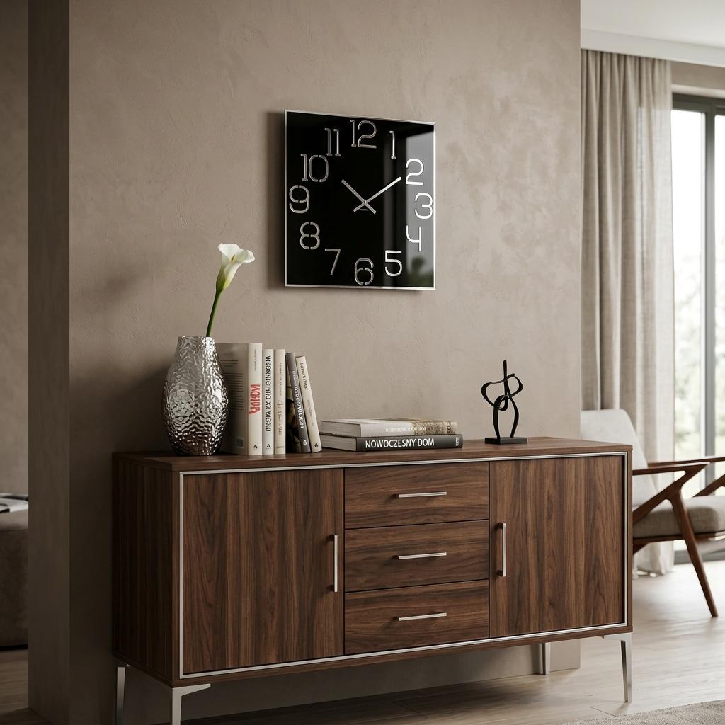 Large black digital wall clock 50cm