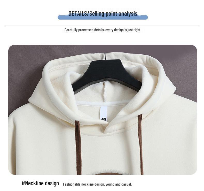 Gradient Color Block Hooded Sweatshirt for Boys, Junior High & High School Students - Plus Velvet, Thickened, Autumn/Winter Outerwear for Teens