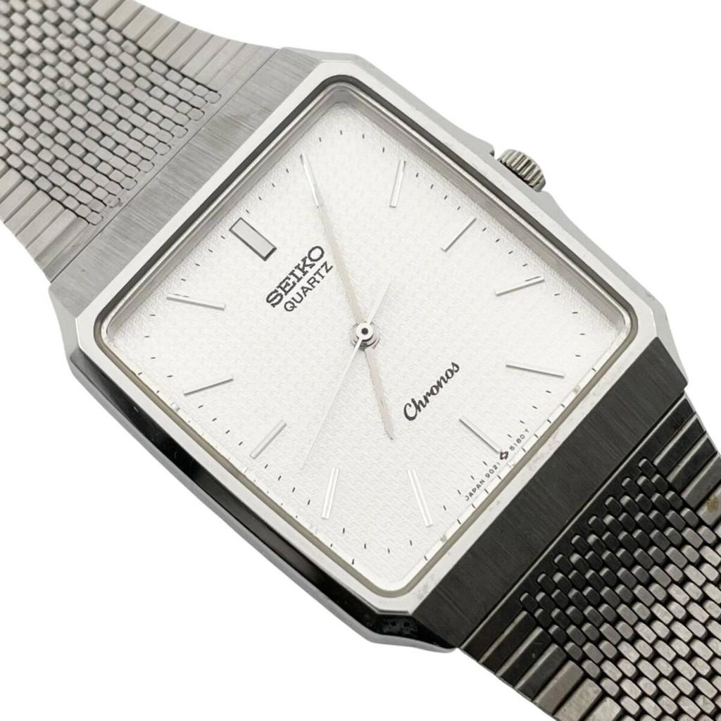 Battery SEIKO Chronos Watch Quartz Vintage 80s Silver Dial Working/ New 9021-5140 [af22]