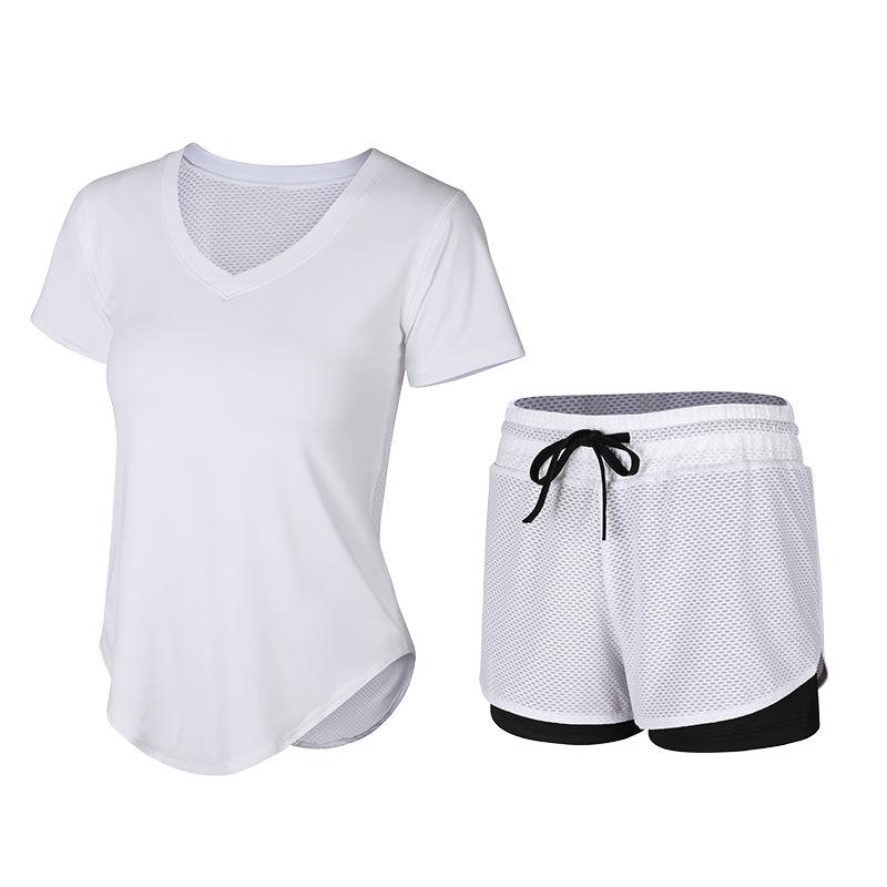Women's Quick-Dry Yoga Set: Hollow Out Top with Short Sleeves and Tight Pants - 3-Piece Summer Fitness Outfit