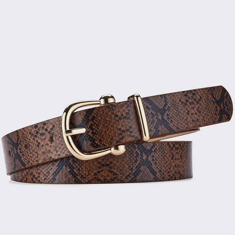 Leather Chic Pu Snake Texture Womens Belt Featuring Durable Alloy Buckle For Stylish Outfits