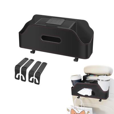 Zhejia Multifunctional Car Storage Box with Tissue Rear Seat Drink 2 Cup and Cell Phone Features PU Convenient and Easy Suitable for Driver and