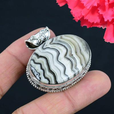 Pendentif en agate des prairies, argent sterling 925 massif, bijou unisexe, cadeau idéal