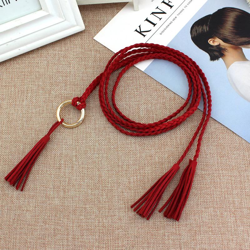 Handgemachte Taillenkette, eleganter Damengürtel für Frauen, gestrickter Taillenseil-Quastenring im ethnischen Stil, Kleiddekoration, Mädchengürtel