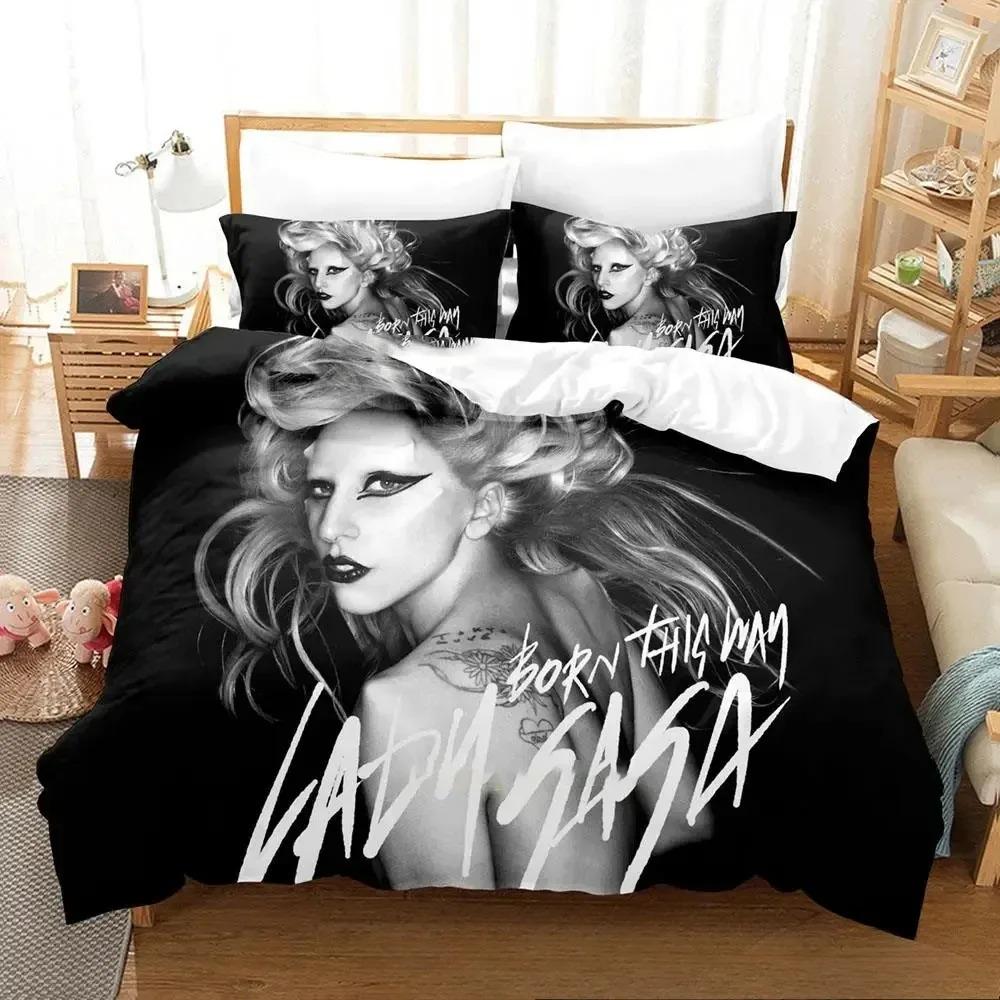 3D-Druck Lady Gaga Bettwäsche-Set Jungen Mädchen Twin Queen King Size Bettbezug Kissenbezug Bett Jungen Erwachsene Heimtextilien