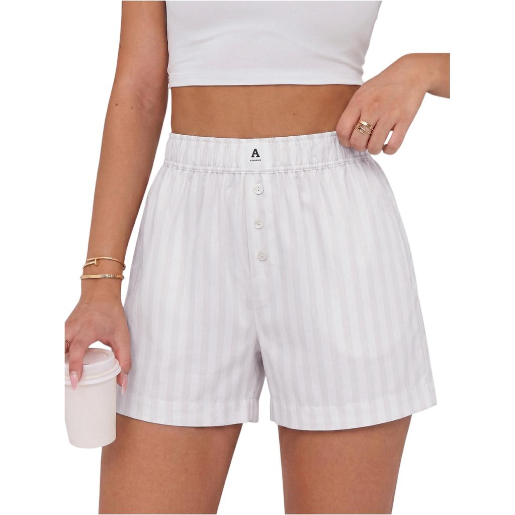 Women's Casual Comfort High-Waisted Loose Striped Shorts