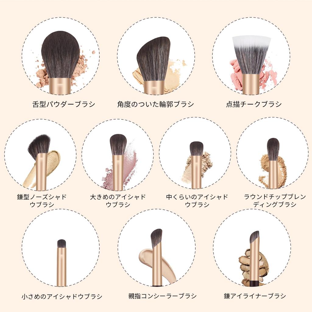 MSQ Makeup Brush Set with Cosmetic Premium Fiber Makeup Brush Includes Concealer Eyeshadow Foundation and More for Everyday Use 10-Piece Pouch,