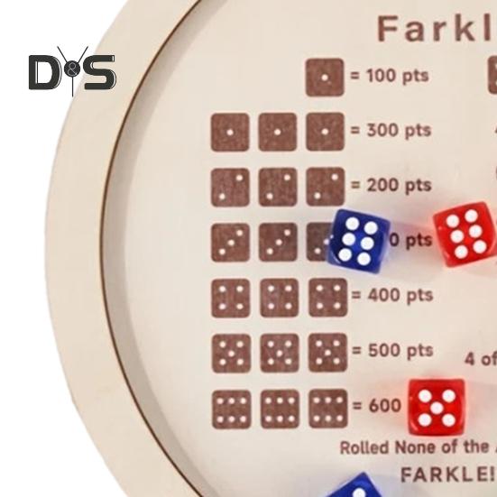 Ahşap Farkle Zar Tepsisi 6 Zarla Yetişkinler Aile Gecesi Partisi Eğitici Çok Oyunculu İnteraktif Klasik Zar Oyunu