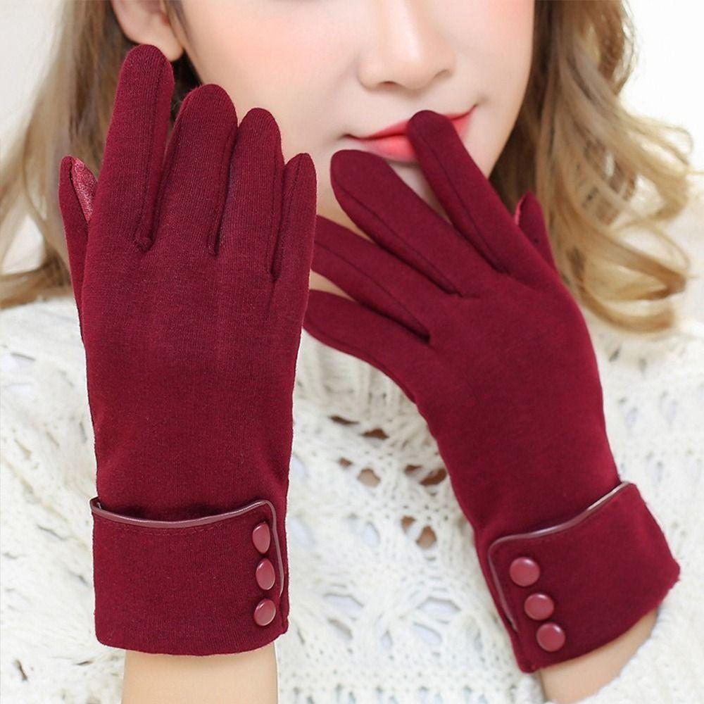 Fleece Lined Winter Warm Gloves Cold Proof Full Finger Gloves Thermal Gloves  Autumn Winter