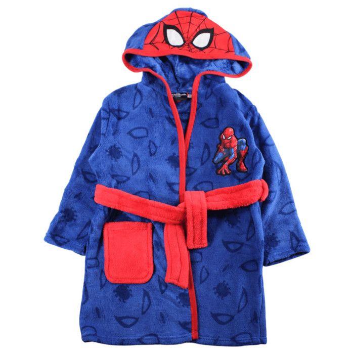Szlafrok – Szlafrok dziecięcy Spiderman niebieski polarowy - Niebieski