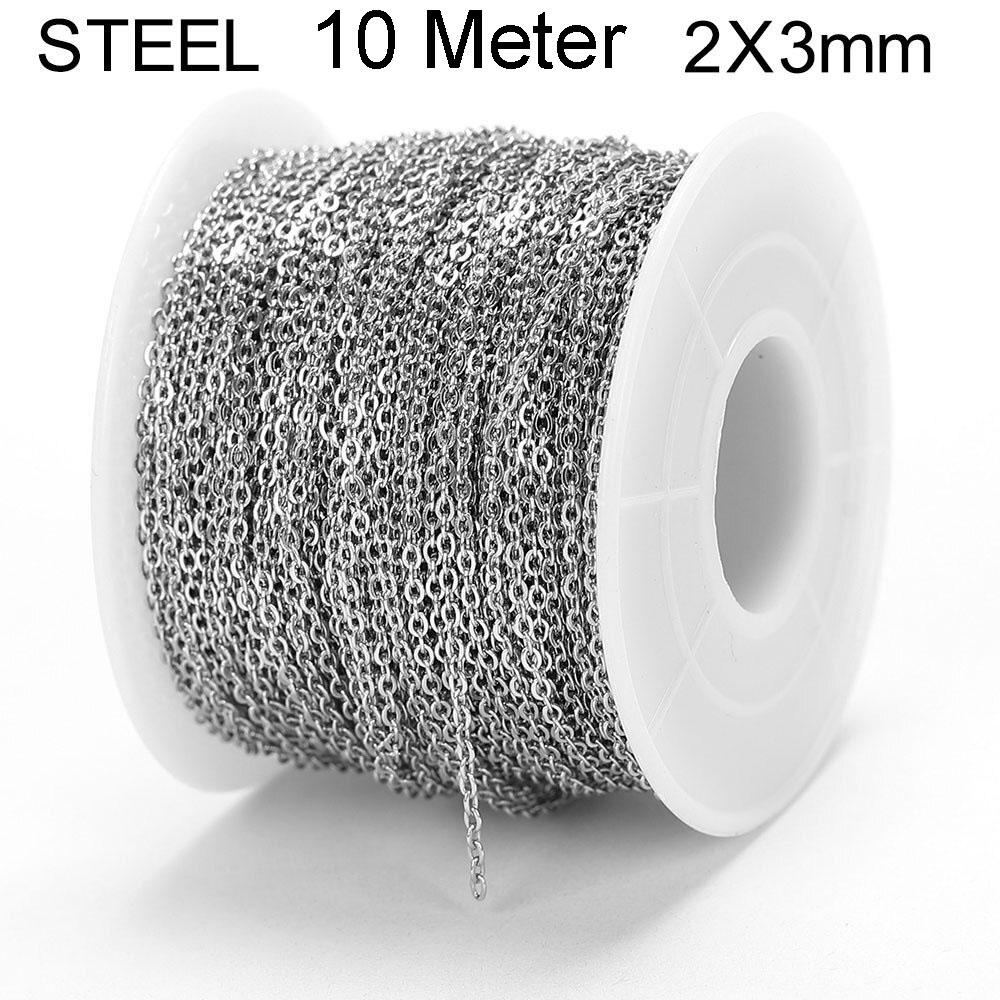 2/10 Meters Stainless Steel Chain 1 1.5 2mm Gold&Steel Color Link for DIY Jewelry Making Necklace Bracelet Bulk Chain Supplies