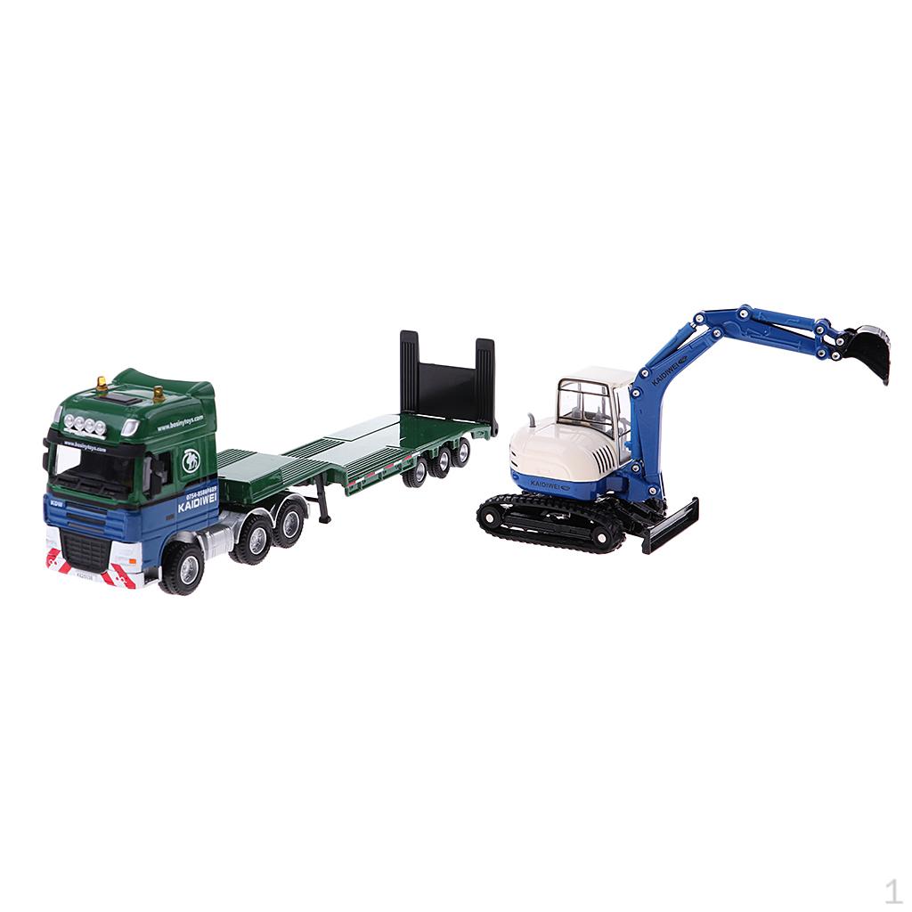 1:50 Scale Engeering Car Series Flatbed Trailer+ Die-Cast Model Toy