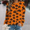 Womens Halloween Pumpkin 3D Print Crewneck Long Sleeve Casual Sweatshirt Loose Fit 2025