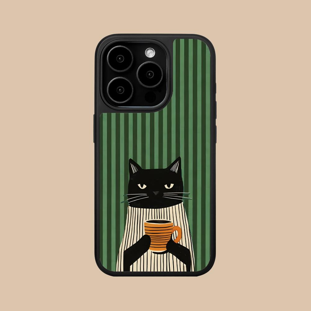 Cute Coffee Cat Matte Surface  Mobile Phone Case for iPhone 17 16 15 14 13 12 11 Air Pro Max Plus Colorful Cover