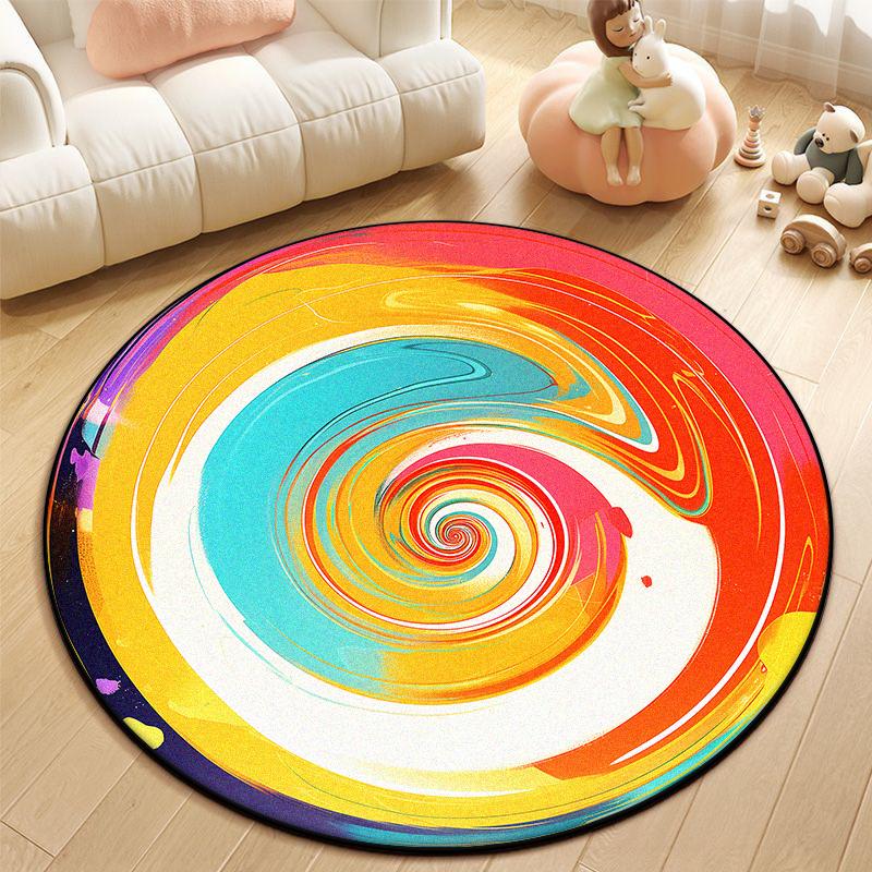 Moderner Abstrakter Runder Teppich Rutschfest Groß Wohnzimmerteppich Weich Leicht zu Reinigen Schlafzimmerdekoration Schminktischmatte Anpassbar