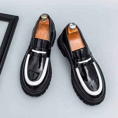 Fashion New Men's Mixed Color Patent Leather Height Increasing Shoes Designer Penny Loafter Formal Wedding Dress Homecoming Footwear