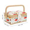 Sewing Basket Polyester Fabric Sewing Supplies Organizer with Removable Plastic Tray for Needle Thread Scissors