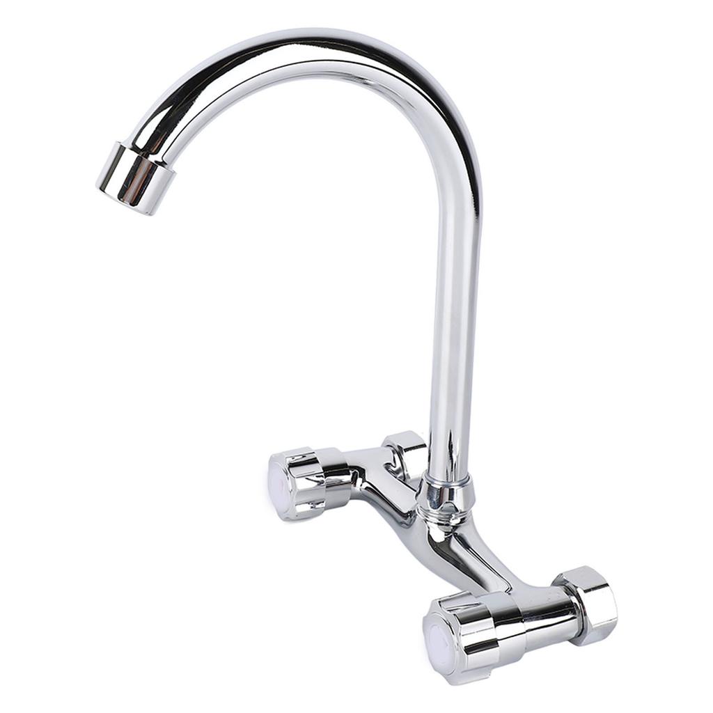 Wall Mount Kitchen Stainless Steel Smooth Surface 2 Handles Faucet Kitchen Faucet for Home