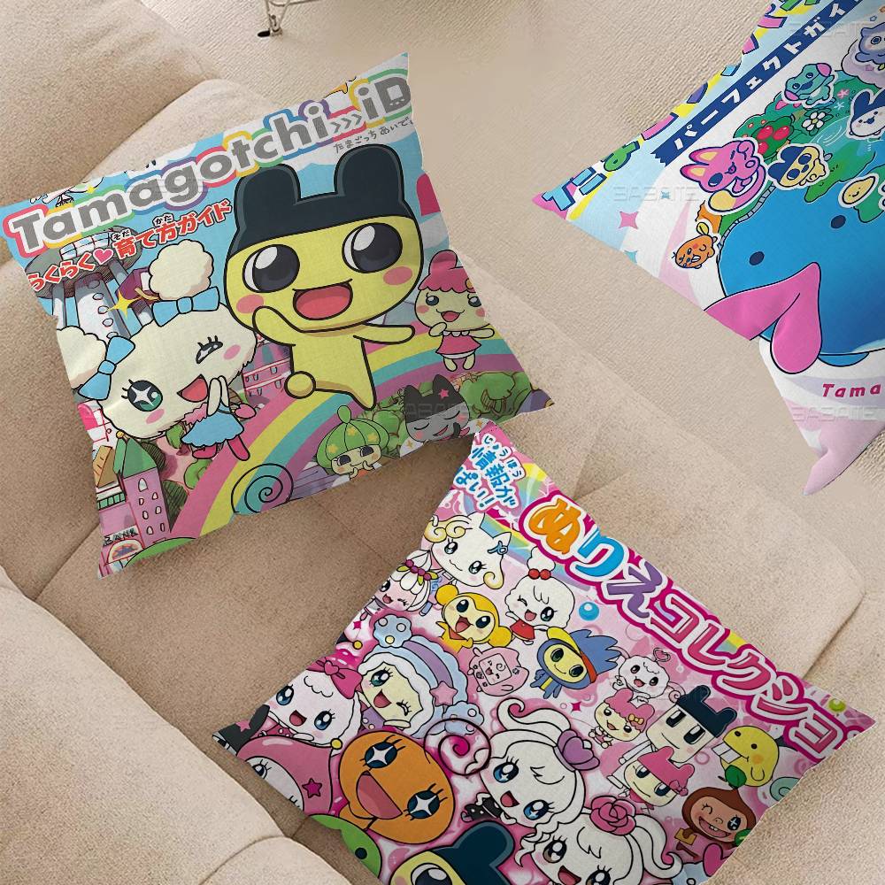 Classic T-Tamagotchi Cut Friend Game Pillow Covers Cartoon Sofa Decorative Home Double-Sided Printing Short Plush Cute Cushion