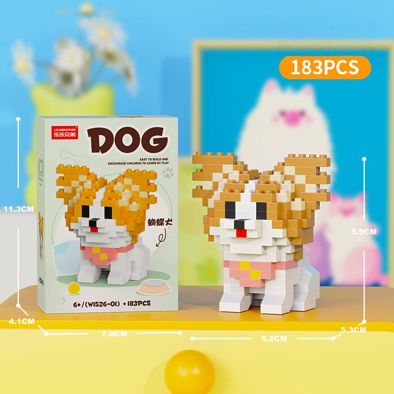 Cute Pastoral Teddy Dog Pet Building Blocks Micro-Granular Ornament Children's Toy Gifts New Product Cat And Dog Themed