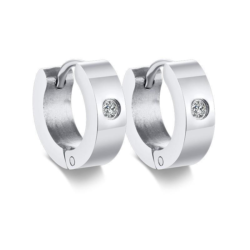 

Vnox Basic Stainless Steel Hoop Earrings for Men Women Unisex Huggie Earrings with CZ Stone Accessory