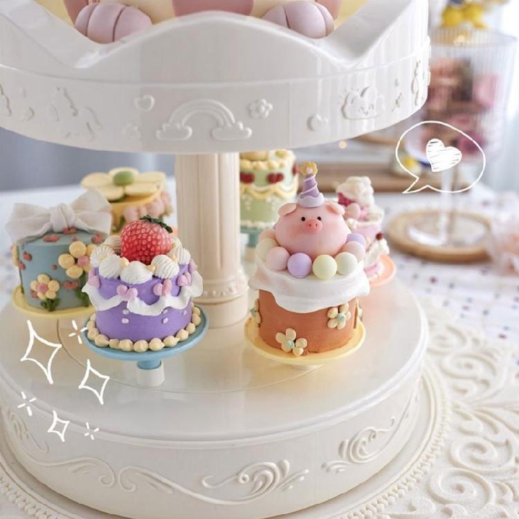 Eye Catching Automatic Rotating Dessert Showcase Double Layer Swing Tray Machine