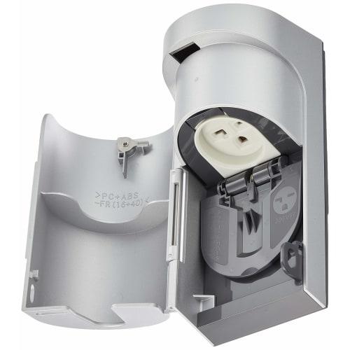 Panasonic EV/PHEV Charging 15A/20A Grounded Outdoor Outlet with Cover, Simple Key Included, Exposed/Embedded For 200V, White Silver WK4422S