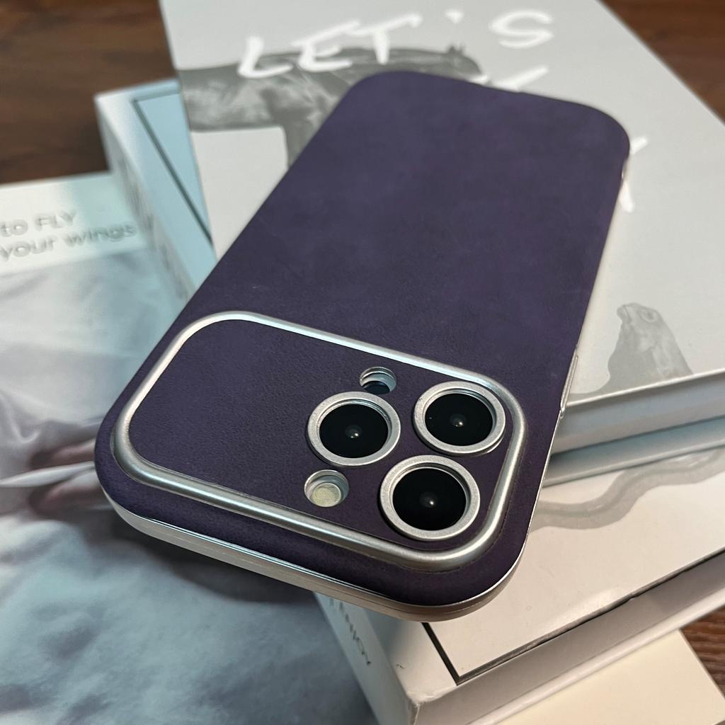 Matowe Skórzane Etui na Telefon ze Zamszu Dla iPhone 16 15 14 13 12 11 Pro Max Plus Ochrona Aparatu ze Skóry Jagnięcej Odporny na Wstrząsy Zderzak Miękkie Pokrowiec