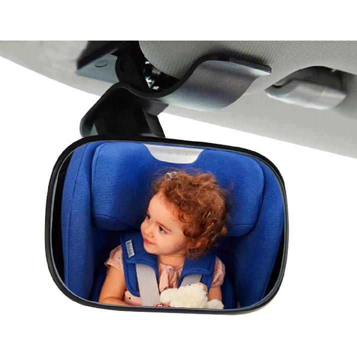 

Suction Cup Car Baby Mirror, Ampper Adjustabe Long Arm HD Glass Convex Wide Angle Interior Rearview Baby Rear Facing Mirror (Frameless Round, 3.35 ) Clip On Rectangle