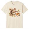 T-shirt Mignon Écureuil Avec Citrouille et Pomme de Récolte d'Automne Vie Forestière