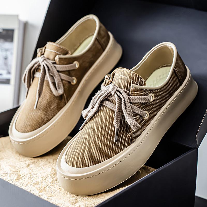 Mode Mode Neue Herren Schnür-Canvas Atmungsaktive Dicksohlen Schuhe Lässige Walking Sneaker Schuhe Flats Zapatos Hombre