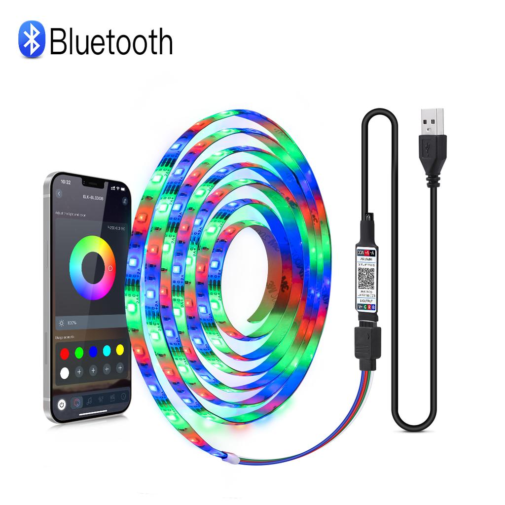 USB 5V LED Strip Light Bluetooth Remote Control 2835 RGB LED Light Tape Ribbon For TV Screen Backlight Game Room Ambiance Decor