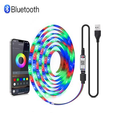 USB 5V LED Strip Light Bluetooth Fjärrkontroll 2835 RGB LED Light Tape Band För TV-skärm Bakgrundsbelysning Spelrum Ambiance Inredning