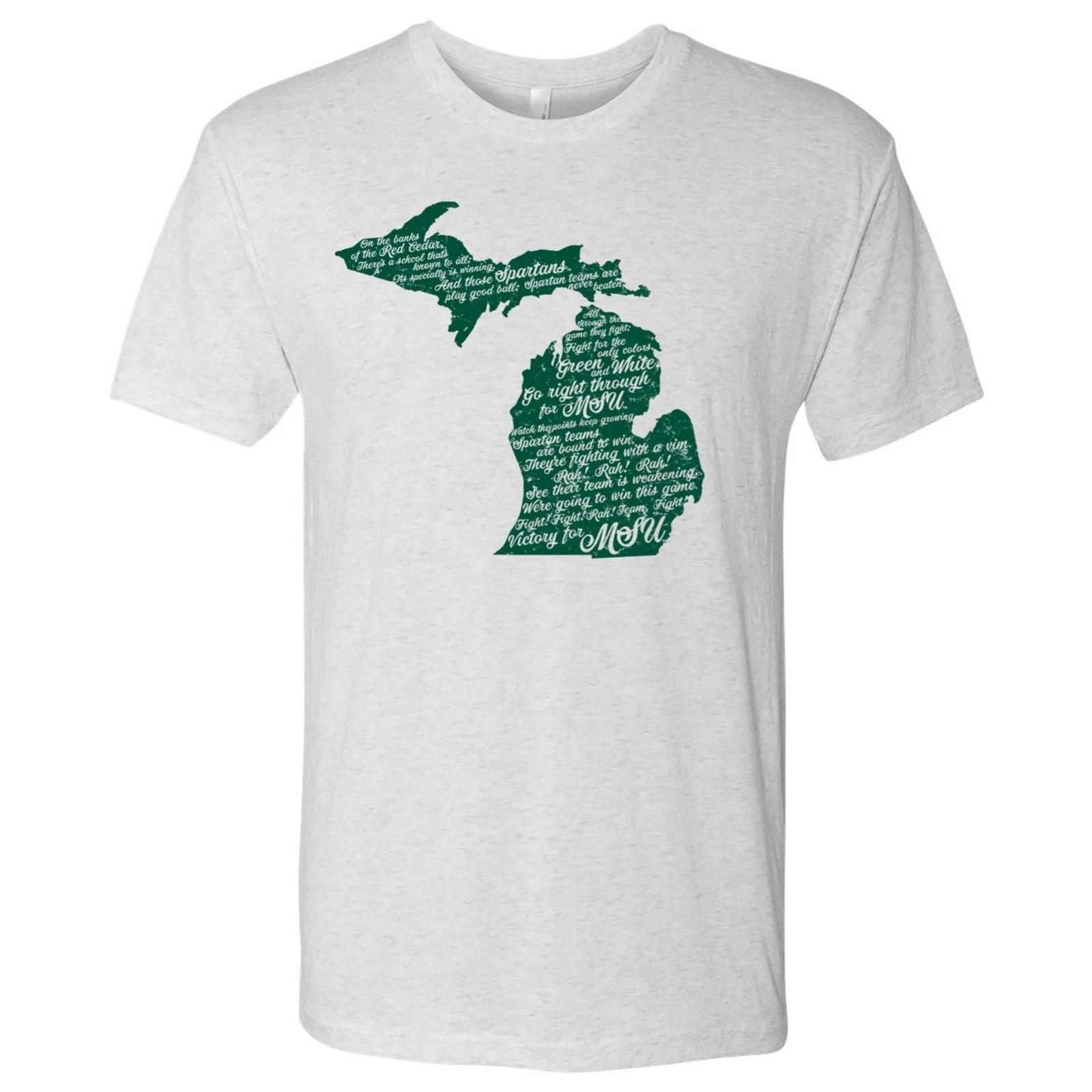 Michigan State Spartans Fight Song Unisex Triblend T-Shirt - Heather White M
