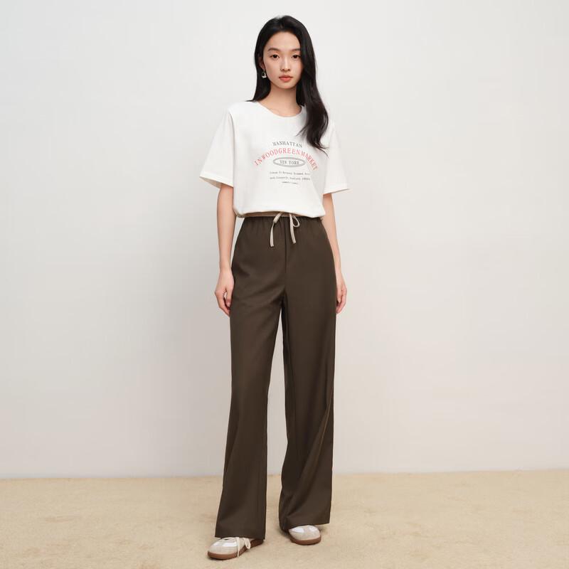 Elva' Island Women's Retro Brown Long Casual Pants