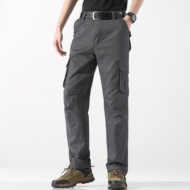 Men's Spring and Autumn New Multi-pocket Overalls Straight Trousers Pure Cotton Men's Trend Loose Casual Trousers