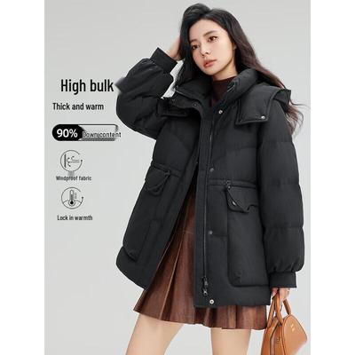 Jaqueta Puffer Feminina de Moda com Penas de Pato