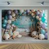 Underwater Castle Backdrop for Baby Shower Kids Girls 1st First Birthday Party Decor Cake Table Banner Photography Background