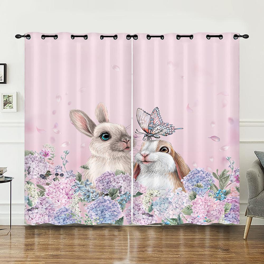 

Curtain Cute Illustration Animal Curtain Digital Printing Blackout Curtain No Punching 2pcs*97cm*114cm*2