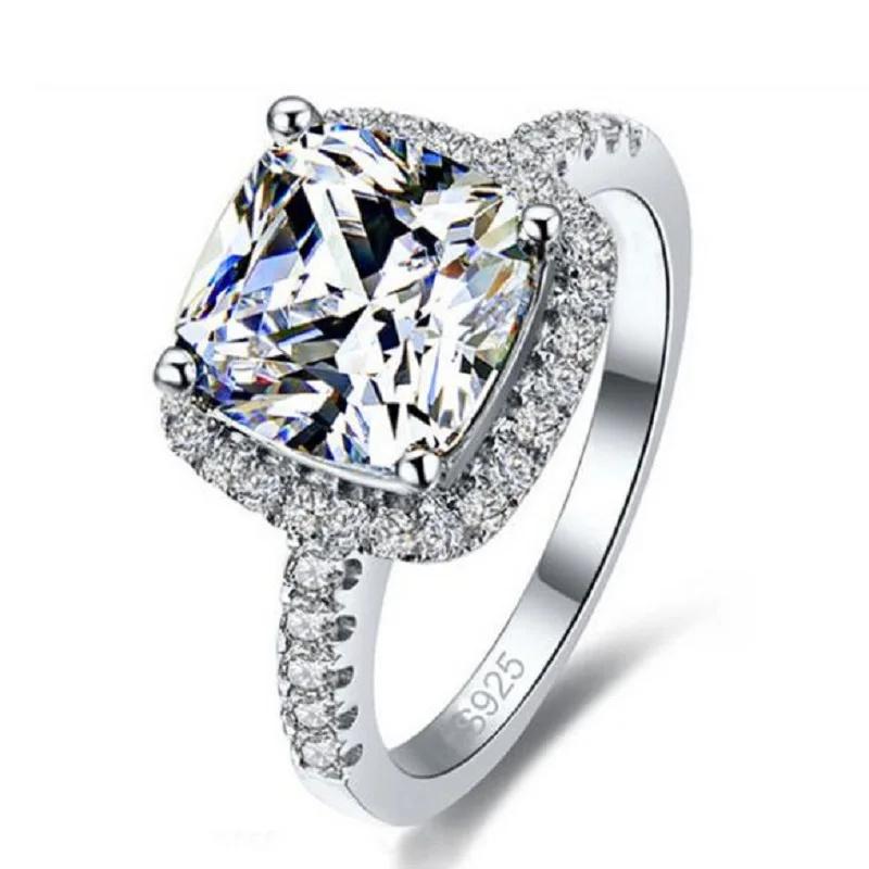 

Shining 925 Sterling Silver Color Rings with Big Cubic Zirconia Stone for Women Bridal Wedding Engagement Accessory Anel Jewelry resizable