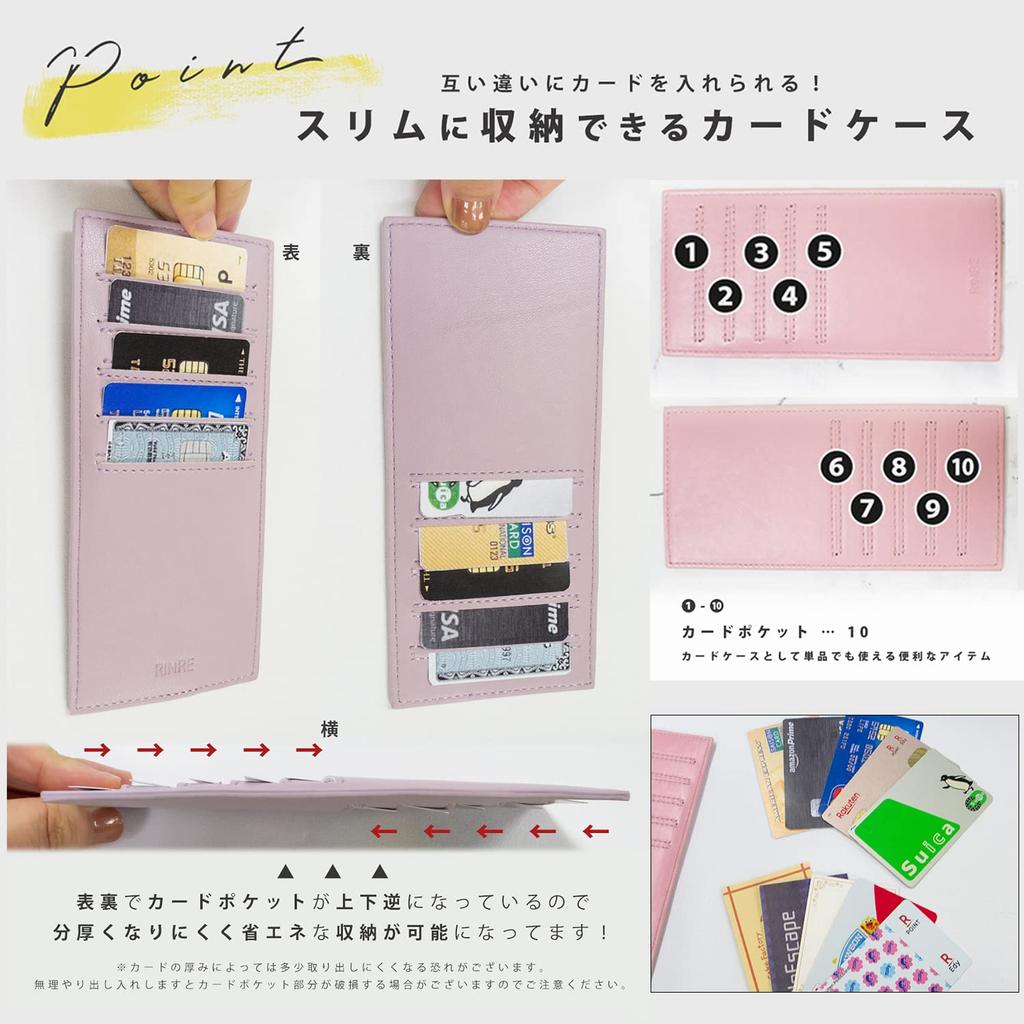 Linle Women's Long Wallet, Large Capacity, Genuine Leather, Thin, Slim, Easy to Use, Brand Name, Includes Card Case, L-Shaped Zipper, Enamel, Stained