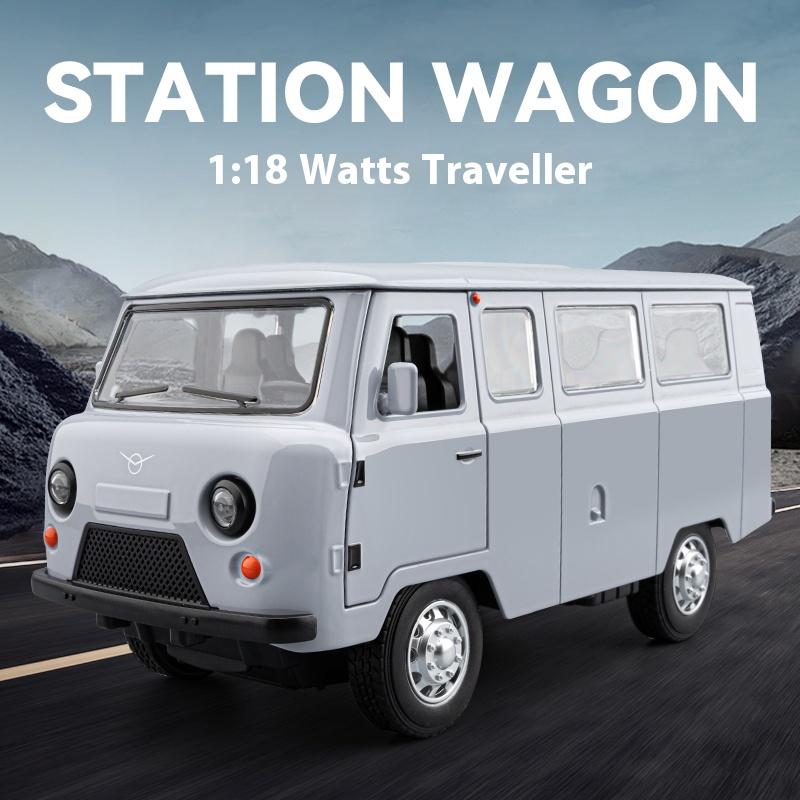 1/18 UAZ 452A Large Alloy Die-cast Car Model, Front Wheel Steering, Children's Toy Car With Light, Adult Collection of Ornaments Gift