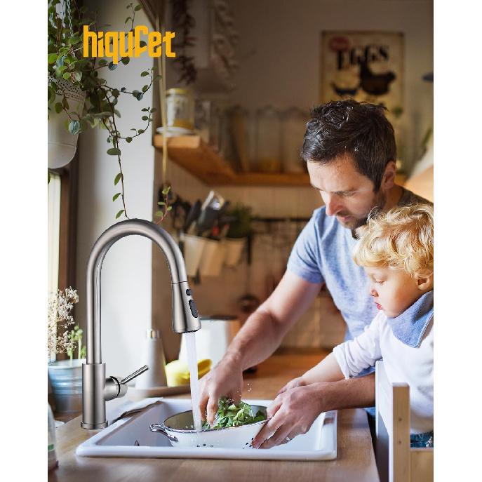 Kitchen Faucet with Pull Down Sprayer, Brushed Nickel High Arc Single Handle Kitchen Sink Faucet for Pot Filler, Stainless Steel Commercial Modern Rv
